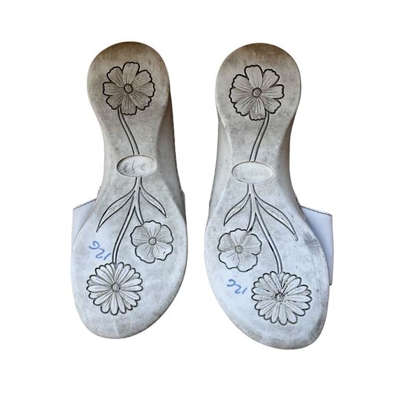 Børn White Leather Platform Slide Sandals | Size 7 | Y2K 2000's Retro Vintage - Picture 6 of 7